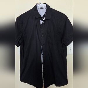 Men's Black Short Sleeve Dress Shirt